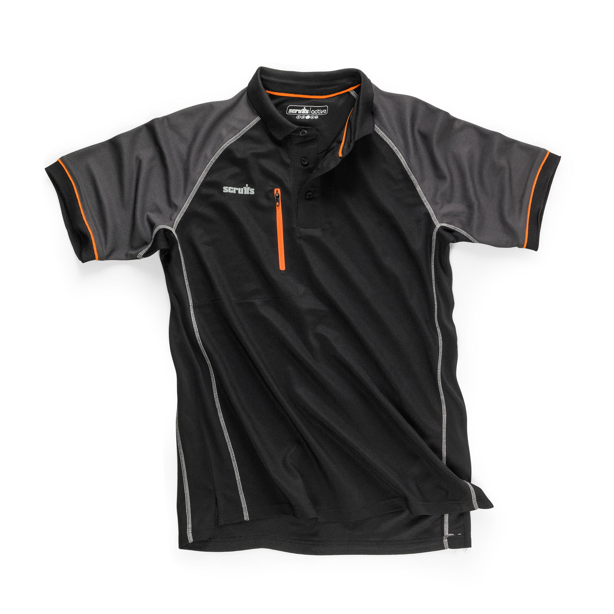 Scruffs Black and grey polo with orange detail